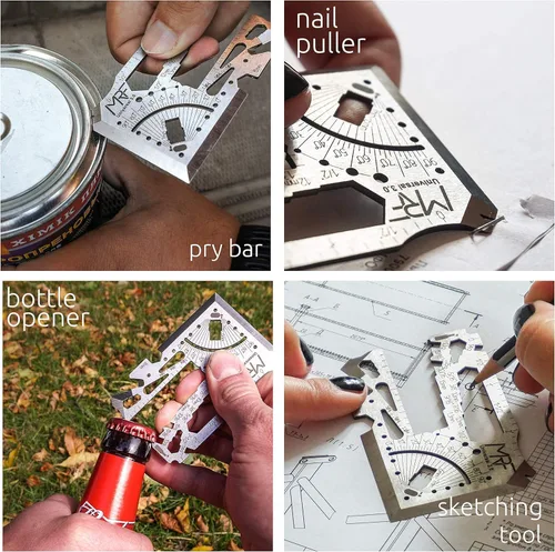 Vista 5 de Universal 3.0-60+ Tools - Multiherramienta para tarjetas de crédito con cuchillo, billetera de titanio con regla, abrebotellas y latas para EDC