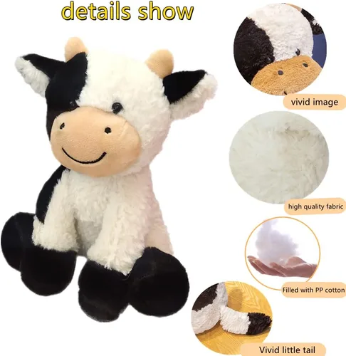 Vista 2 de NatureMan Muñeca de vaca de peluche suave de simulación de vaca para niños y niñas, gran regalo de cumpleaños, 9 pulgadas