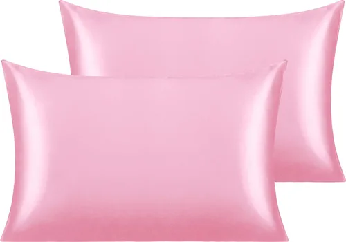 Vista 49 de NTBAY Paquete de 2 fundas de almohada estándar de satén para cabello y piel, lujosas y sedosas fundas de almohada con cierre de sobre, 20 x 26