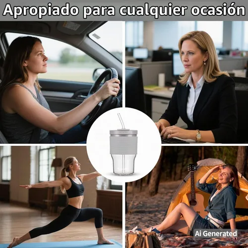 Vista 3 de BLUEPOLAR Vasos de vidrio con tapas y popotes, vasos reutilizables de 16 onzas para café helado y botellas de jugo, vasos de preparación fría