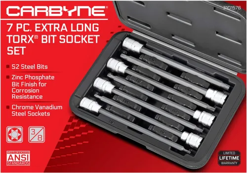 Vista 2 de CARBYNE Juego de llaves hexagonales y torx de punta de bola métrica extra larga – 14 piezas