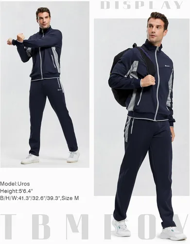 Vista 7 de TBMPOY Chándales para Hombres Conjuntos Deportivos para Hombres Conjuntos de Chándal de 2 Piezas Casuales Atléticos para Jogging Calentamiento