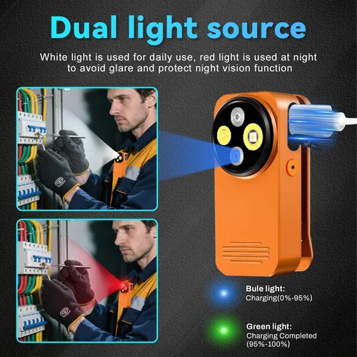 Vista 6 de Linterna EDC con clip, linterna recargable de 600 lúmenes, mini luz de bolsillo con clip con modo RGB, linterna pequeña magnética tipo C