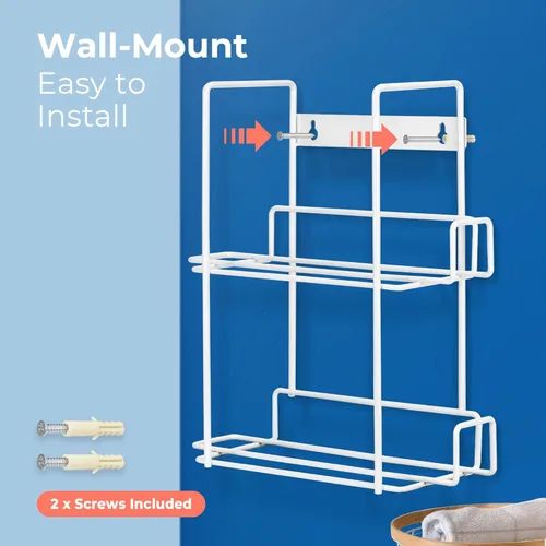 Vista 4 de FMP Brands Soporte doble para guantes para montaje en pared, soporte de caja de servilleta desechable, dispensador de metal duradero blanco