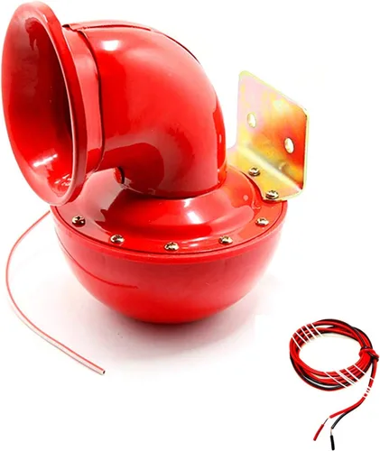 Vista 6 de Bocina de toro eléctrica – Altavoz de 150 db, rojo, metal, súper fuerte para vehículos, camiones, automóviles y más de 12 V