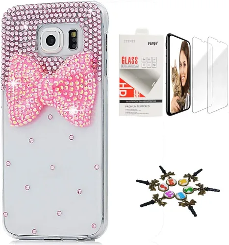 Vista 8 de Funda para Galaxy Note 8, elegante, hecha a mano en 3D [serie brillante], diseño de lazo grande compatible con Samsung Galaxy Note 8 con protector