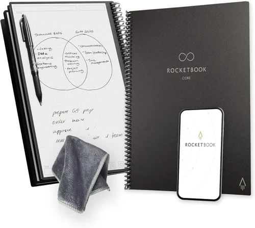 Vista 21 de Rocketbook Core - Cuaderno de espiral reutilizable, tamaño ejecutivo de 6 x 8.8 pulgadas, color negro, páginas punteadas, conectadas a