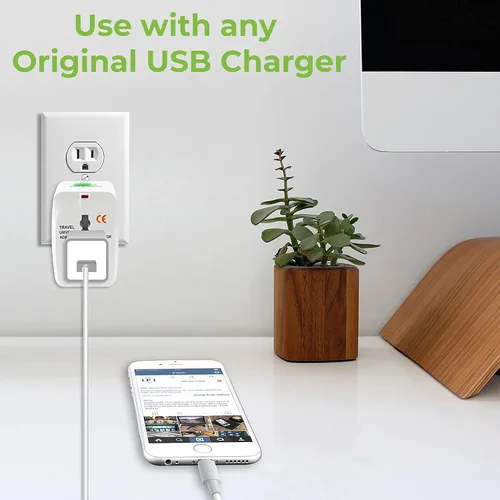 Vista 2 de El adaptador de corriente mundial funciona para Videocon Graphite 1 es universal para el 90% de los viajes entre US/EU/CN/AUS/NZ/UK