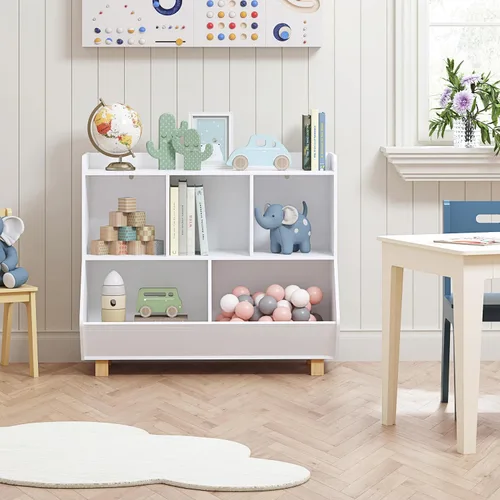 Vista 3 de UTEX - Organizador de almacenamiento de juguetes, estantería para niños y almacenamiento de juguetes con patas, organizador de almacenamiento de 5