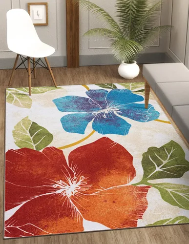 Vista 28 de CAMILSON Solana - Alfombra moderna con diseño floral de 2 x 3 pies, antideslizante y parte trasera de goma, negro - flores grises, alfombra