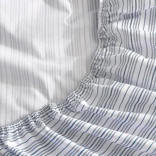Vista 3 de Nautica Sábana bajera ajustable de tamaño individual, ropa de cama de percal de algodón crujiente, sábana ligera y transpirable, bolsillo profundo