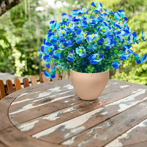 Vista 9 de 8 paquetes de flores artificiales para exteriores, resistentes a los rayos UV, flores de plástico sintético para exteriores, patio, jardín, porche