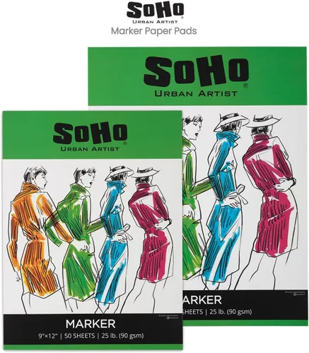 Vista 6 de SoHo Urban Artist Bloc de papel marcador – Papel resistente a las manchas para dibujar o dibujar con marcadores, tinta, bolígrafos, mezcla