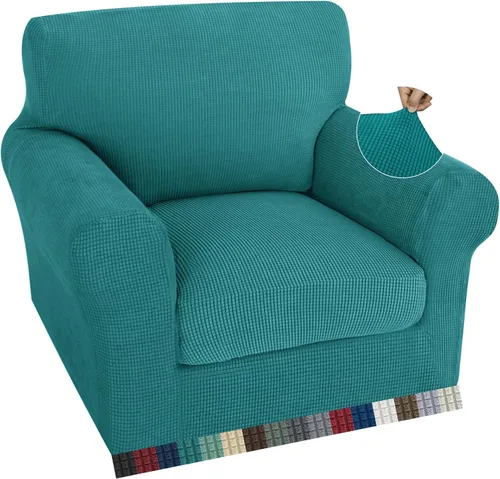 Vista 67 de ZNSAYOTX 2 fundas para sillas con brazos para sala de estar, súper suave, con funda de cojín de asiento, gruesa, duradera, mezcla de elastano, alta