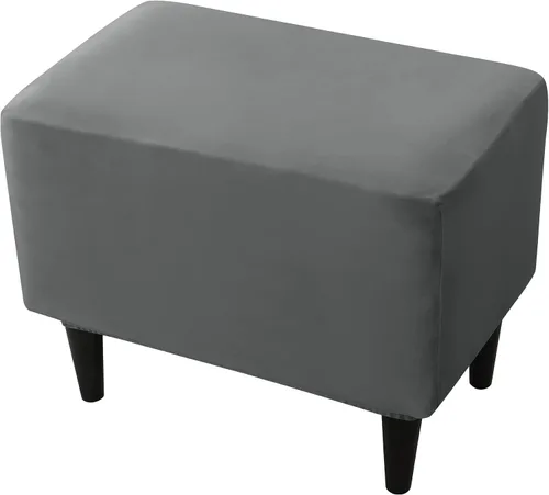 Vista 11 de CONRUSER Fundas elásticas para otomanas, fundas otomanas de terciopelo suave, fundas rectangulares pequeñas para taburete de almacenamiento, funda