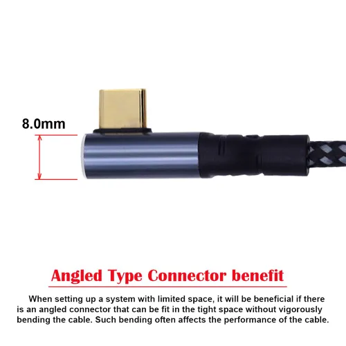 Vista 8 de Cable USB-C de 240 W tipo C 480 Mbps 48 V 5 A de perfil bajo en ángulo de 90 grados compatible con USB 2.0 100 W de carga para portátil, tableta