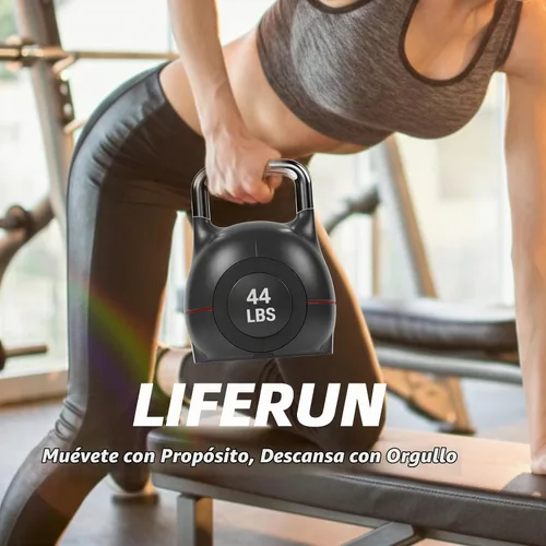 Vista 6 de LIFERUN Pesa rusa ajustable, pesa rusa de 22.5/44 libras con 7 niveles de Negro