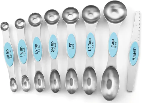 Vista 20 de Spring Chef Juego de cucharas medidoras magnéticas de acero inoxidable con imanes N45 fuertes, accesorios de cocina de metal resistente para hornear