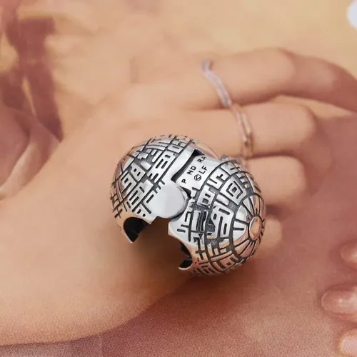 Vista 2 de Colgante de plata de ley 925 con clip de estrella, regalos de cuentas de joyería para mujer, pulsera y collar A0019