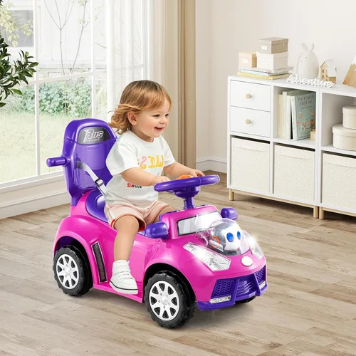 Vista 9 de Costzon Coche de empuje para niños pequeños, cochecito 3 en 1, auto deslizante para caminar con asa, toldo, cinturón de seguridad, bocina, música
