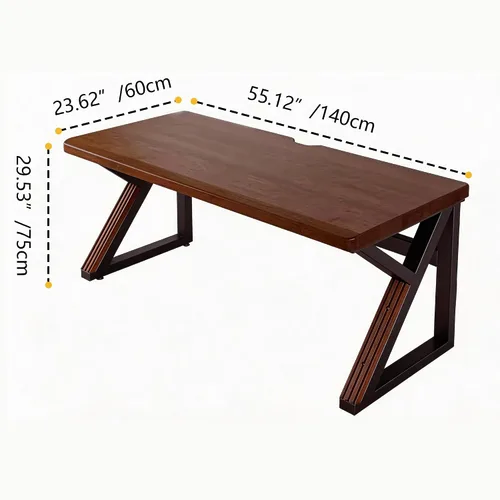 Vista 2 de Polibi Escritorio doble resistente de 55.1 pulgadas con patas en K de acero al carbono y parte superior de madera, escritorio largo para computadora