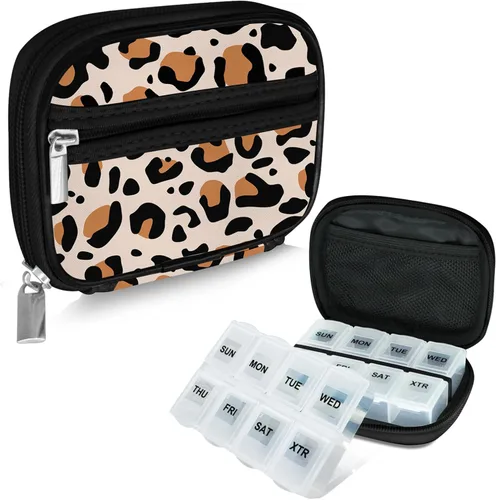 Vista 11 de Serfeymi Pastillero semanal para viaje, pastillero para bolso con pastillero extraíble de 7 días, organizador de medicamentos de viaje, contenedor