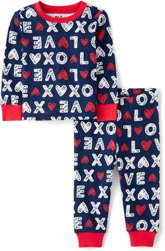 Vista 10 de The Children's Place - Conjunto de pijama de manga larga con botones para bebé niño, ajustado, 100% algodón, 2 piezas