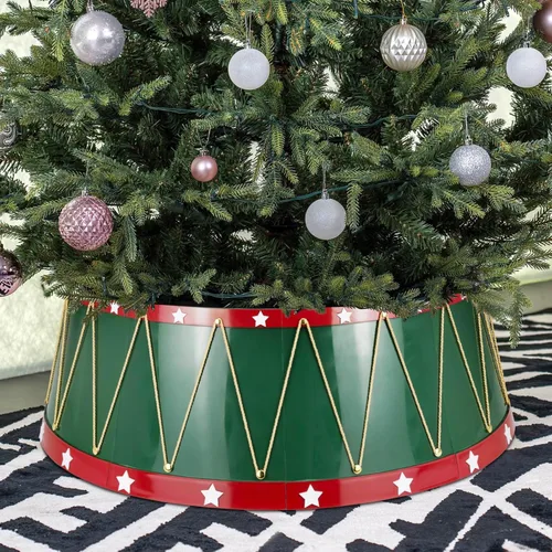 Vista 11 de HarcoHome Collar de metal para árbol de Navidad con copo de nieve 3D, cubierta hexagonal resistente para base de árbol de lápiz, anillo de árbol