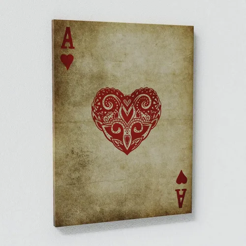 Vista 6 de Juego de 4 tarjetas Ace tamaño pequeño 4x 12 x 16 pulgadas / 0.75 pulgadas, arte en lienzo – Baraja de casino de sala de juegos de cartas vintage