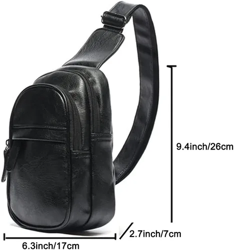 Vista 2 de Los hombres Mini Sling Bag Nylon Watherproof Desequilibrio Pequeño Pecho Hombro Bolsas Casual Crossbody Bolso, Negro