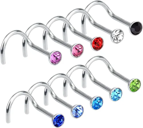 Vista 3 de Sumdirect Rhinestone acero inoxidable nariz anillo cuerpo joyería, SYNCHKG067468, Multicolor, 1
