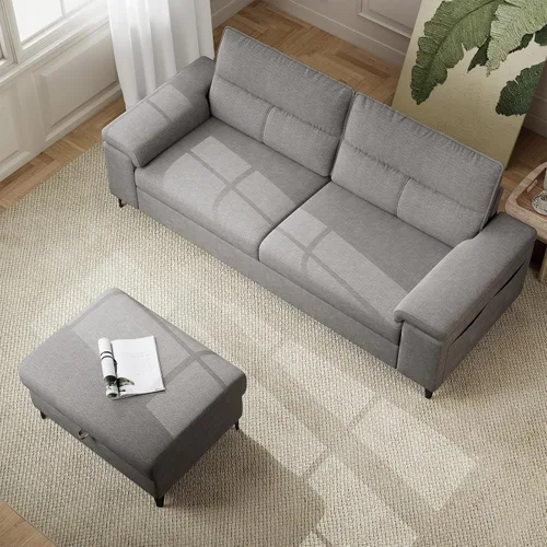 Vista 12 de Upvilla Sofá moderno de 71.25 pulgadas para sala de estar, sofás de asiento profundo con cojín de 8 pulgadas, cómodo sofá de amor de felpilla de 2
