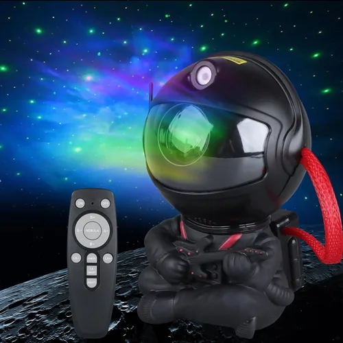 Vista 10 de Proyector de Estrellas de Astronauta, Luz de Galaxia Proyector de Estrellas para Niños, 8 Modos Control Remoto y Luces LED Ajustables de 270°