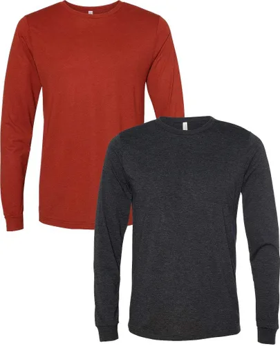 Vista 51 de Canvas Filmore 3501 - Camiseta de 4.2 onzas para hombre manga larga (1) Ceniza + (1) Jaspeado atlético
