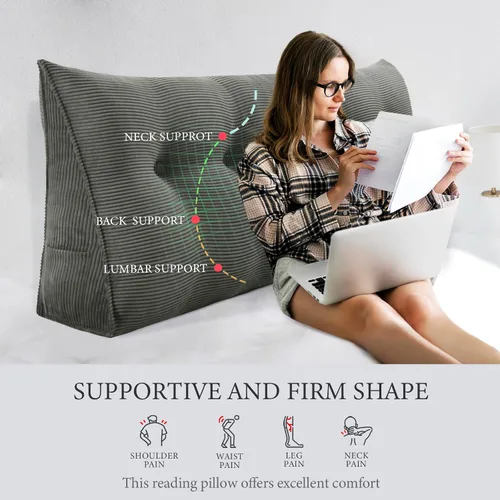 Vista 2 de Almohada de cuña gruesa de 10 libras para cabecero, posicionador de cuerpo, almohada de lectura triangular, almohada para sentarse en la cama