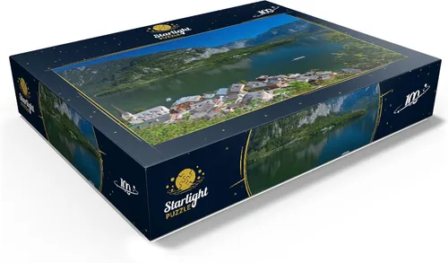 Vista 3 de MyPuzzle Hallstatt at Lake Hallstatt with Evangelical Christ Church, Salzkammergut - Rompecabezas prémium de 100 piezas para adultos