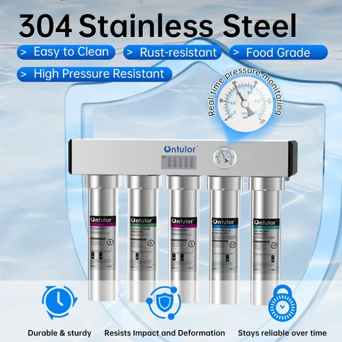 Vista 2 de Ontulor S2OP-U1 Sistema de filtro de agua para debajo del fregadero, sistema de filtración sin tanque de acero inoxidable de 0.01 micrones