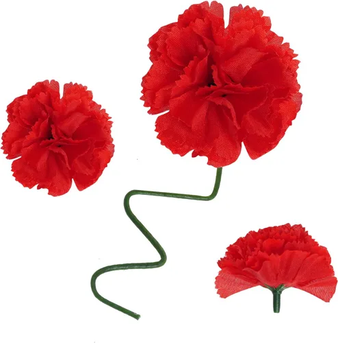 Vista 3 de 50 piezas de flores artificiales de caléndula mexicanas, flores de caléndula de seda, flores de caléndula de seda, decoración roja, flores