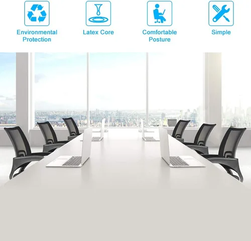 Vista 7 de Silla de oficina ergonómica de malla con respaldo medio, soporte lumbar, ajustable, giratoria, enrollable, silla de escritorio rosa con brazos