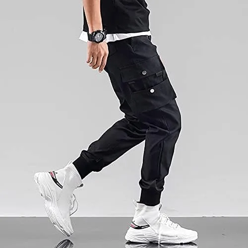 Vista 4 de Streetwear - Pantalones de hip hop, pantalones tipo cargo, pantalones deportivos, casuales, para hombres, parejas, mujeres, unisex