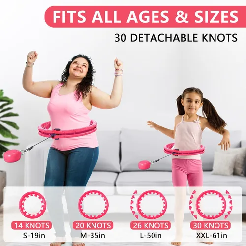 Vista 6 de Leann L!fe U1-30 Knots Waist 61”, Magnetic Lock Smart Weighted Hula Hoop for Adults Weight Loss, Infinity Hoop Plus Size, Children Adult Home