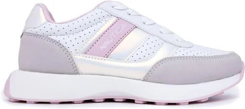 Vista 3 de Nautica Zapatos de moda para niñas, tenis bajos con cordones para niños grandes, niños pequeños y niños pequeños (tacón regularsuela de plataforma)