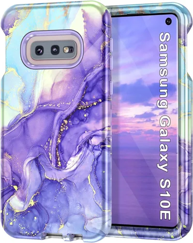 Vista 11 de Btscase Funda para Samsung Galaxy S10e, resistente de tres capas de mármol, a prueba de golpes, cuerpo completo, policarbonato duro y TPU suave