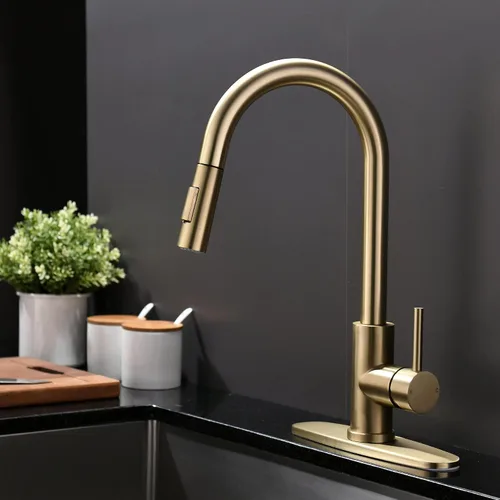 Vista 7 de Tohlar Pulverizador de grifo de cocina extraíble pieza de repuesto de oro Oro cepillado