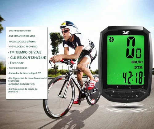 Vista 3 de Velocímetro de bicicleta impermeable e inalámbrico para bicicleta de pista, computadora para bicicleta, odómetro con pantalla LCD y múltiples