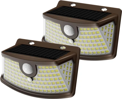 Vista 19 de Aootek Luces solares con sensor de movimiento, 120 luces LED con reflector de luces, gran angular de 270°, impermeable IP65, luces de paso