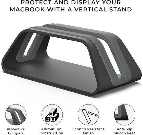 Vista 2 de HumanCentric Soporte vertical para laptop compatible con MacBook Pro y MacBook Air, soporte para escritorio de computadora personal, aluminio