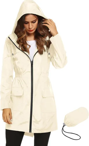 Vista 15 de LOMON Chaqueta ligera impermeable con capucha para mujer, para exteriores