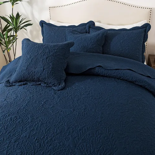 Vista 60 de HoneiLife Juego de ropa de cama tamaño Queen, juego de edredón de microfibra para cama Queen, colchas ligeras de 3 piezas, edredones reversibles