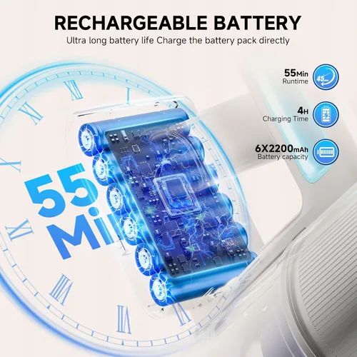 Vista 4 de Aspiradora inalámbrica, potente aspiradora 8 en 1 con batería recargable de 50 minutos, aspiradoras para el hogar, aspiradora de mano ligera